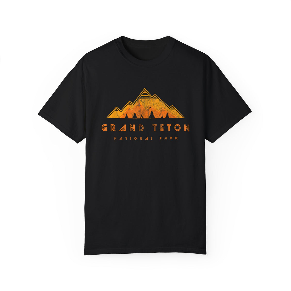 Grand Teton National Park T-shirt featuring a graphic design of a mountain range.