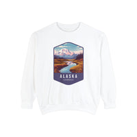 Cozy Alaska Juneau Sweatshirt - Scenic Mountain River Design - Unisex Garment-Dyed Cozy Fleece