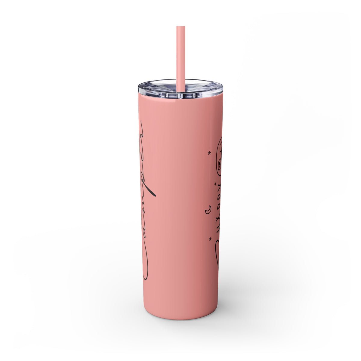 Happy Camper Skinny Tumbler with Straw, 20oz