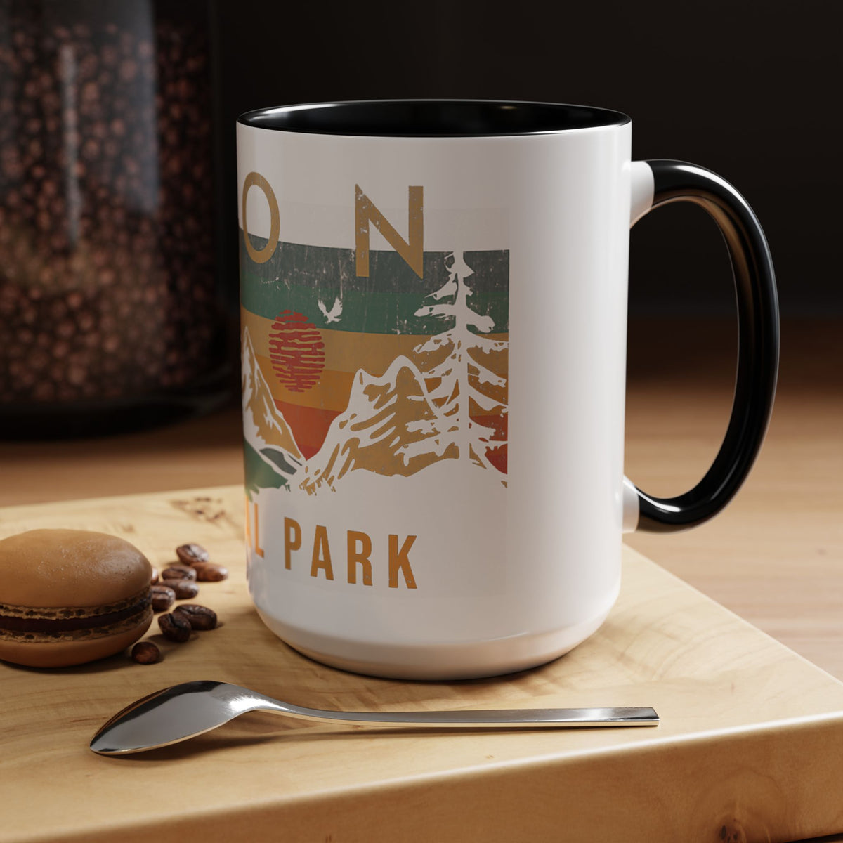 Zion National Park Mug - Ceramic Coffee Tea Cup with Vintage Mountain Sunset Design