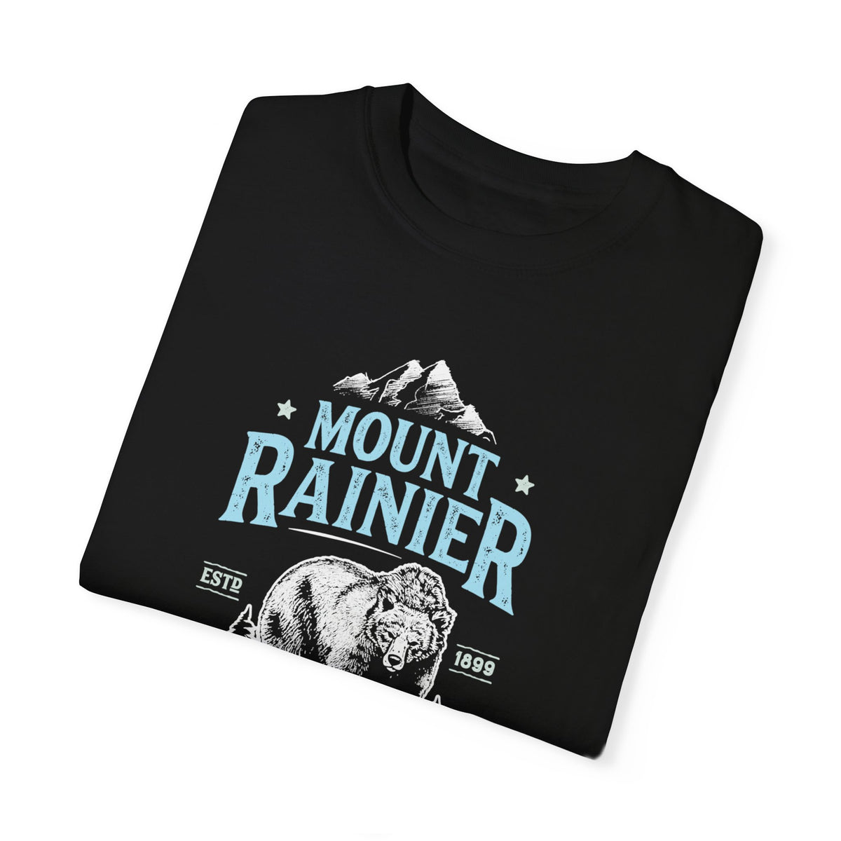 T-shirt featuring a bear design with Mount Rainier National Park in Washington.