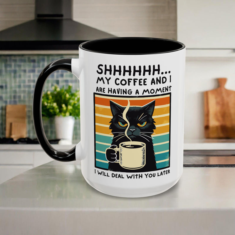 Funny Black Cat Coffee Mug with Free Shipping, Microwave and Dishwasher Safe