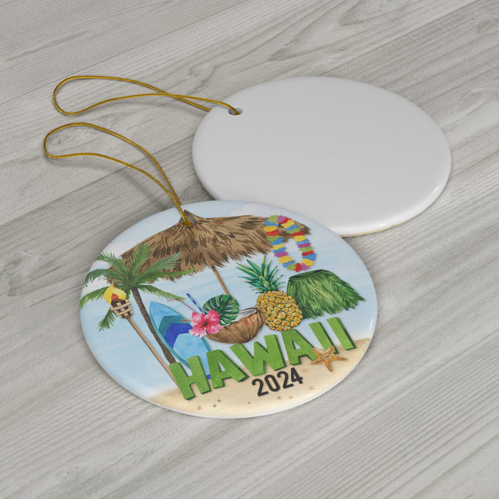 Hawaii Ceramic Ornament, 2024 Hawaiian Island Vacation Souvenir With Free Shipping