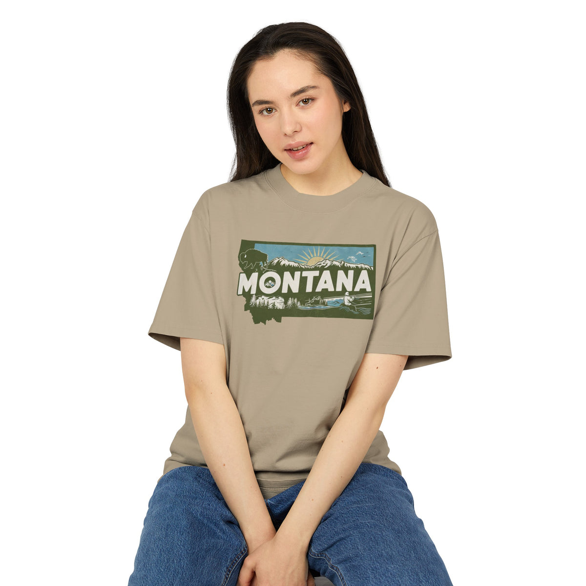 Montana Retro State  Unisex Heavy Faded Tee