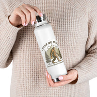 Water bottle featuring a Leave No Trace design with a bear, trees, and mountains, promoting conservation in America's national parks.