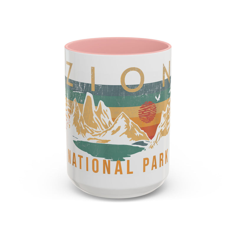 Zion National Park Mug - Ceramic Coffee Tea Cup with Vintage Mountain Sunset Design