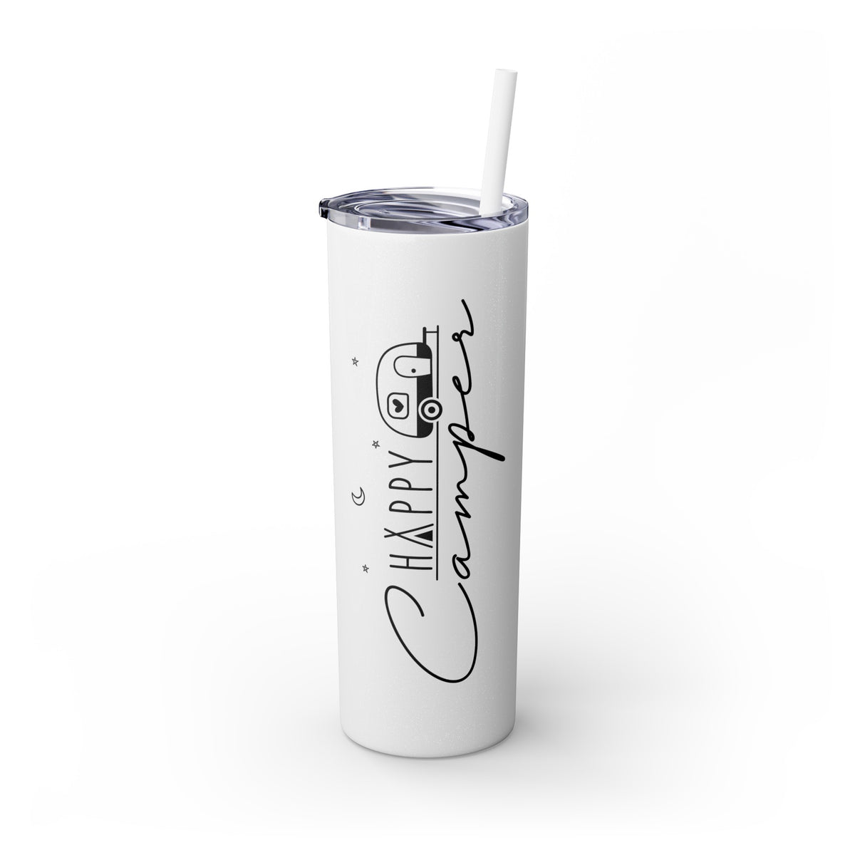 Happy Camper Skinny Tumbler with Straw, 20oz