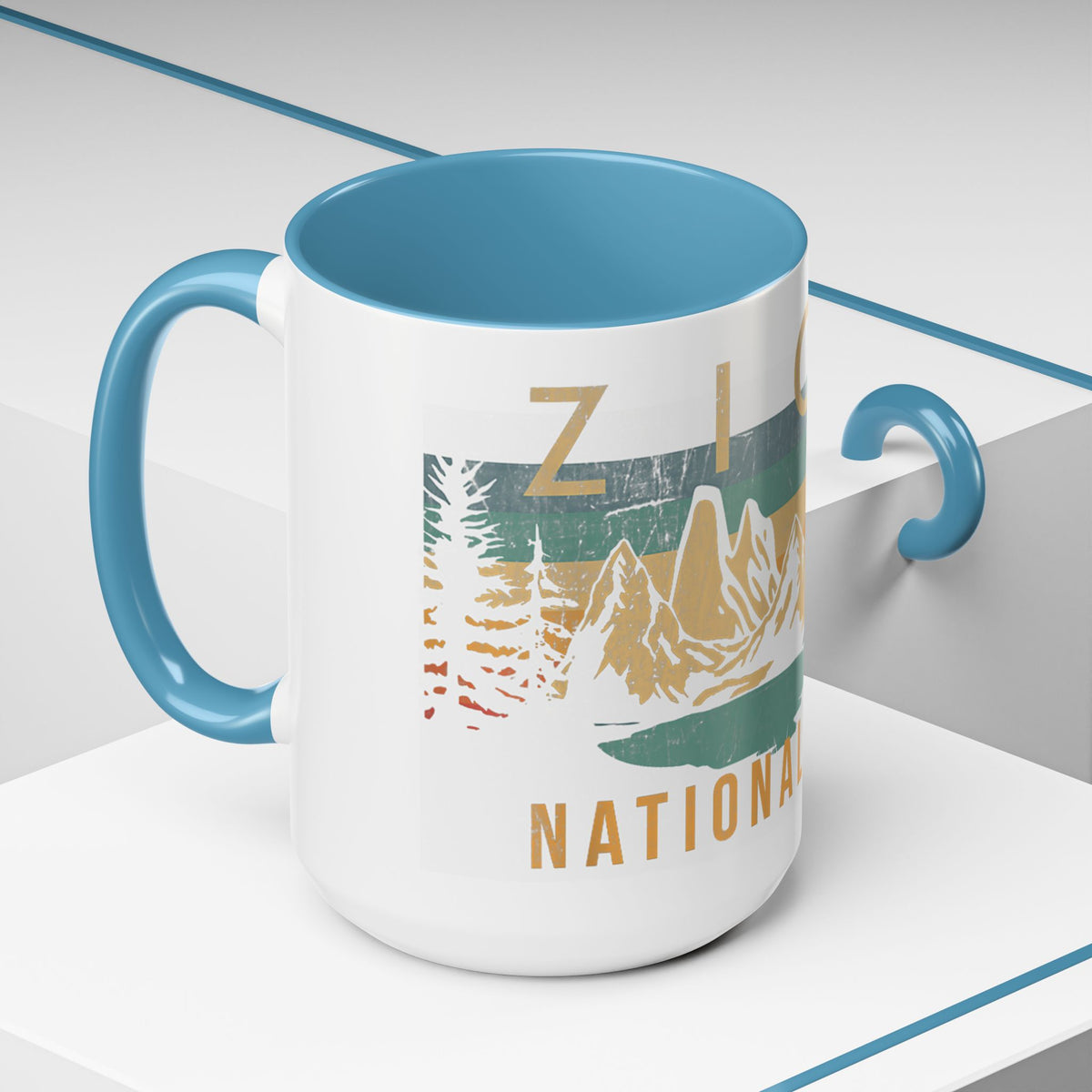 Zion National Park Mug - Ceramic Coffee Tea Cup with Vintage Mountain Sunset Design