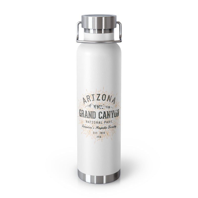 Grand Canyon National Park souvenir water bottle featuring an Arizona graphic design and stainless steel construction.