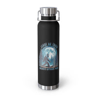 Water bottle with Leave No Trace design featuring a bear silhouette and a full moon, promoting conservation in America's national parks.