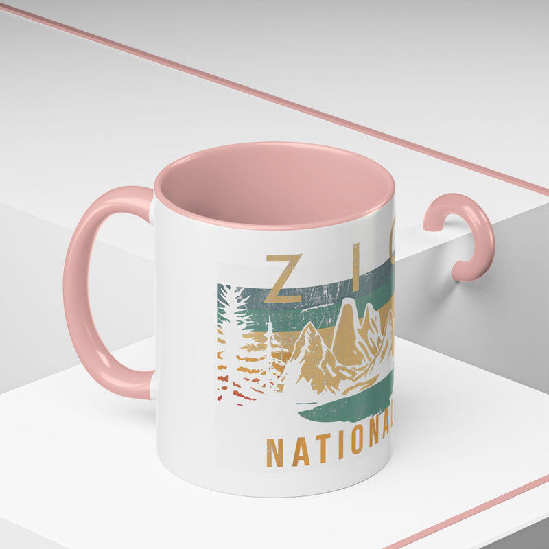 Zion National Park Mug - Ceramic Coffee Tea Cup with Vintage Mountain Sunset Design