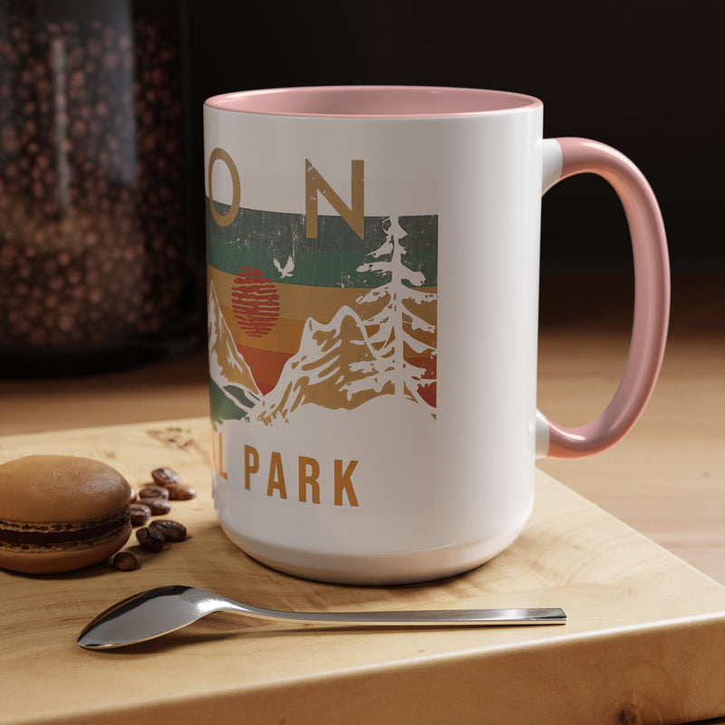 Zion National Park Mug - Ceramic Coffee Tea Cup with Vintage Mountain Sunset Design