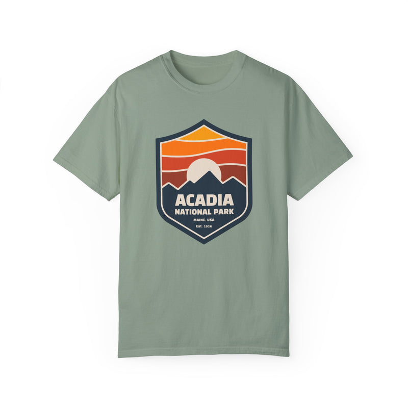 Acadia National Park Souvenir Tee with Mountain Badge