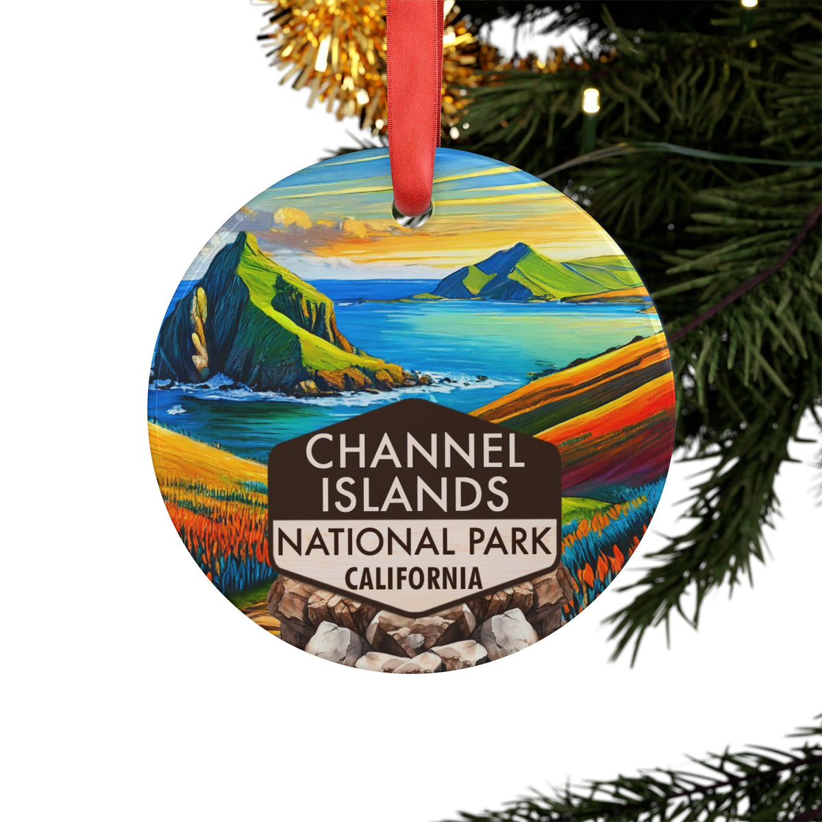 Channel Islands Christmas Ornament with Ribbon