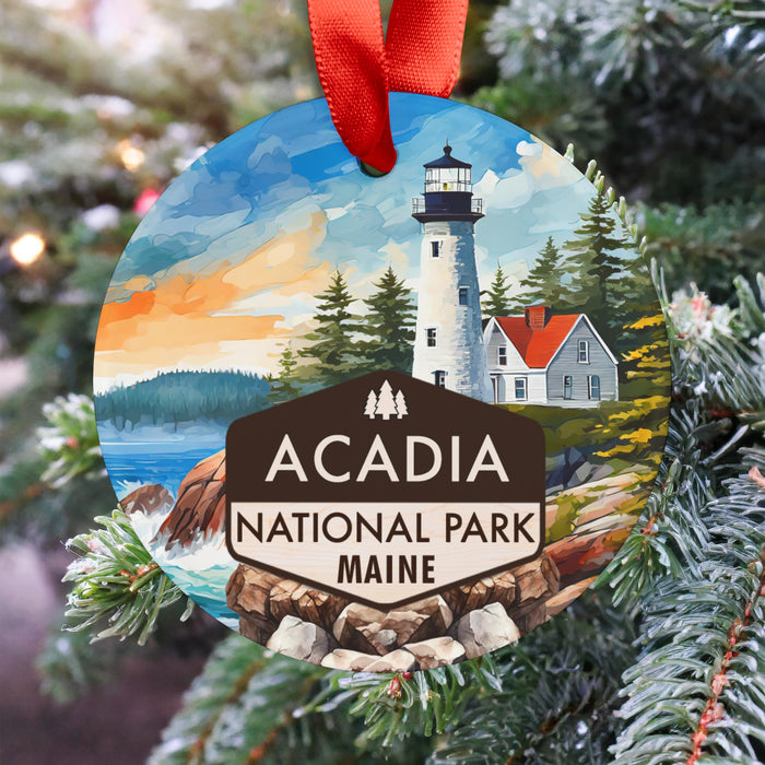 Acadia Christmas Ornament with Ribbon