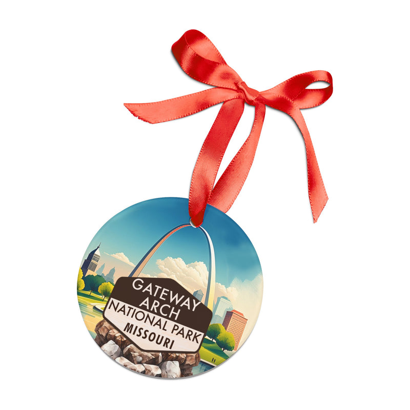 Gateway Arch Christmas Ornament with Ribbon