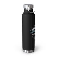 Grand Teton National Park souvenir water bottle featuring a mountain design with stainless steel construction.