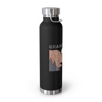 Grand Canyon National Park souvenir water bottle featuring a moonlit landscape design and stainless steel construction.