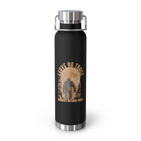 Water bottle with Leave No Trace design featuring a bear silhouette and full moon, promoting conservation in America's national parks.