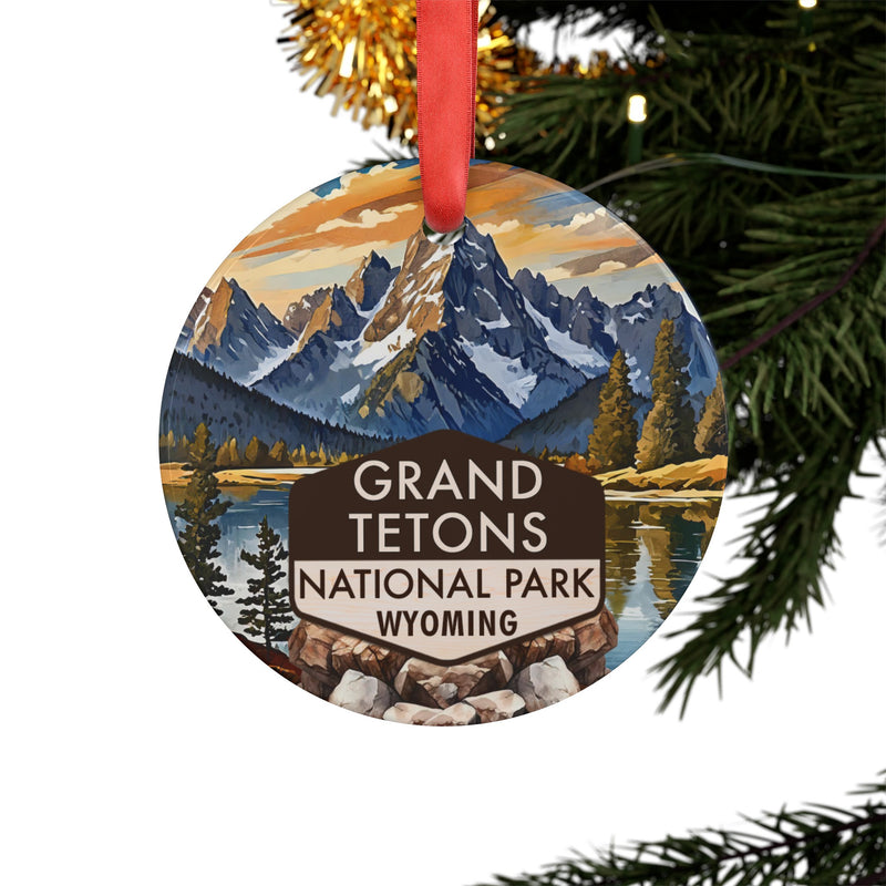 Grand Tetons Christmas Ornament with Ribbon