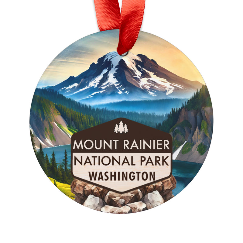 Mount Rainier Christmas Ornament with Ribbon