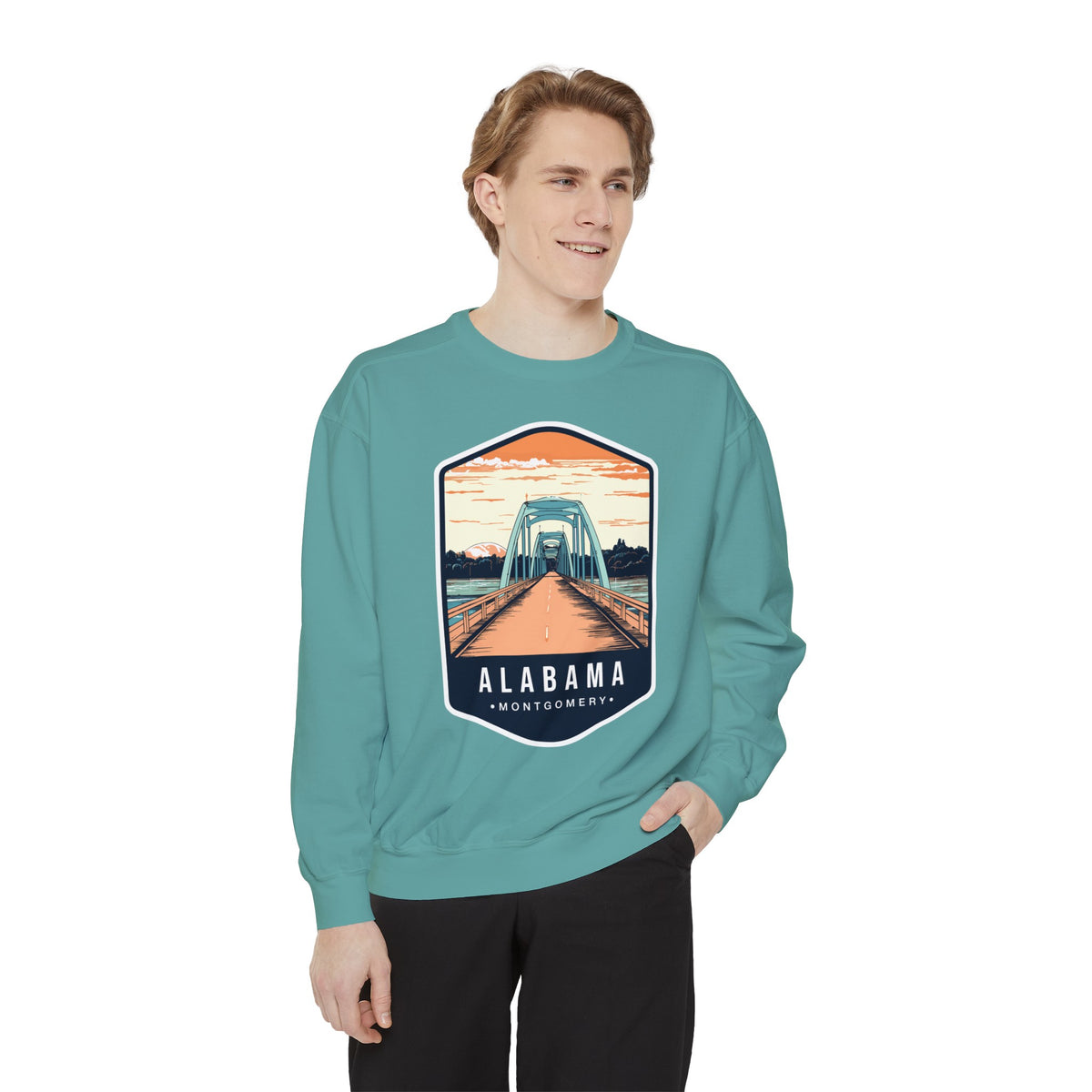 Vintage Alabama Montgomery Bridge Sweatshirt - Retro Travel Design