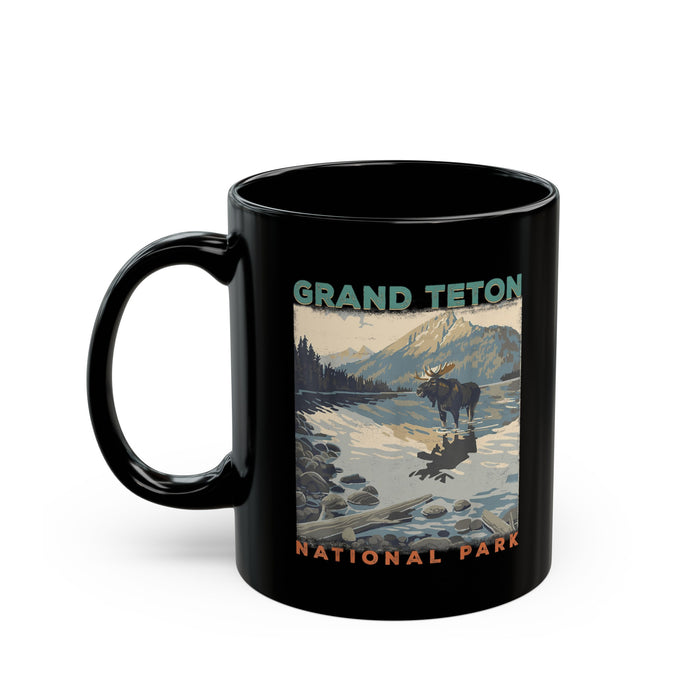 Grand Teton National Park souvenir mug with a scenic river and mountain design.