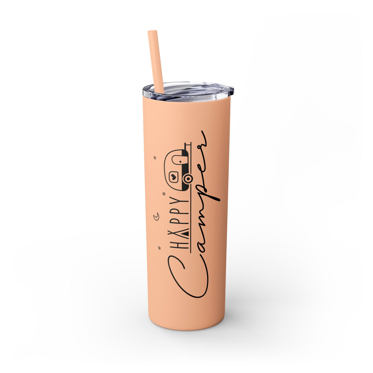 Happy Camper Skinny Tumbler with Straw, 20oz