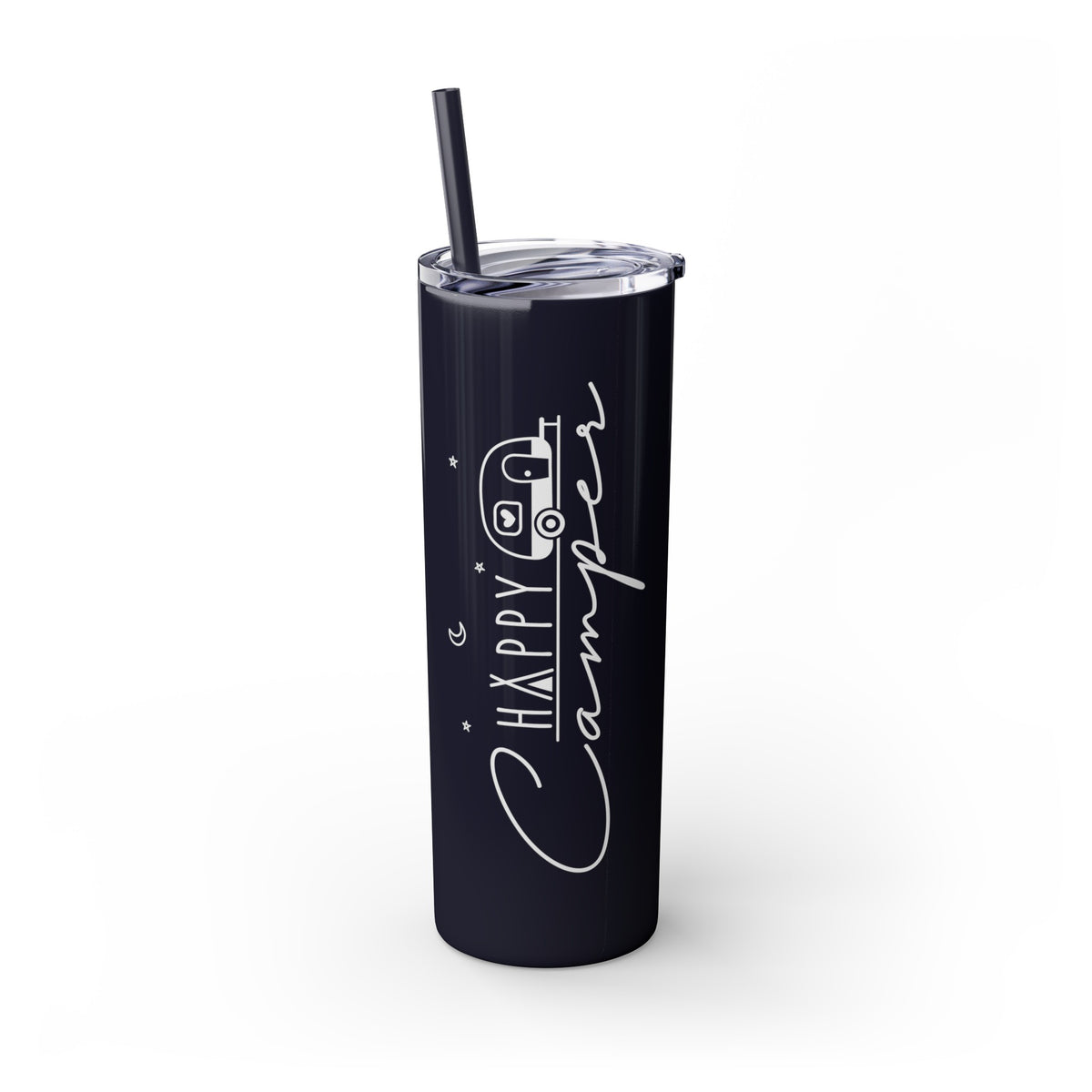 Happy Camper Skinny Tumbler with Straw, 20oz