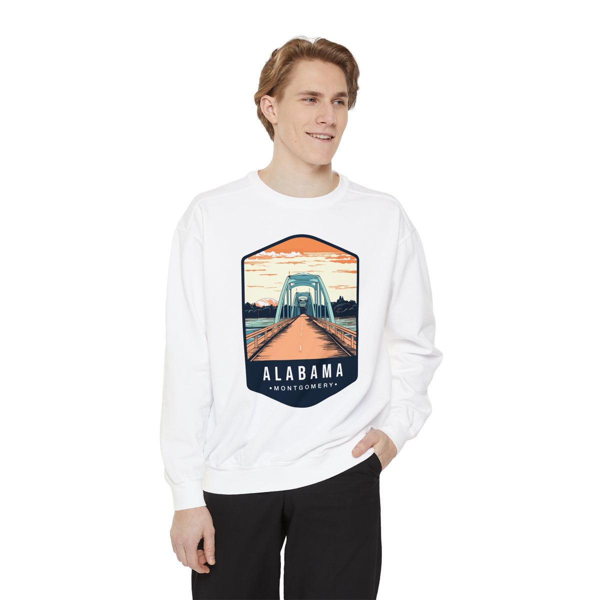 Vintage Alabama Montgomery Bridge Sweatshirt - Retro Travel Design