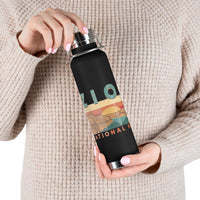 Image of a stainless steel water bottle featuring a scenic design from Zion National Park in Utah.