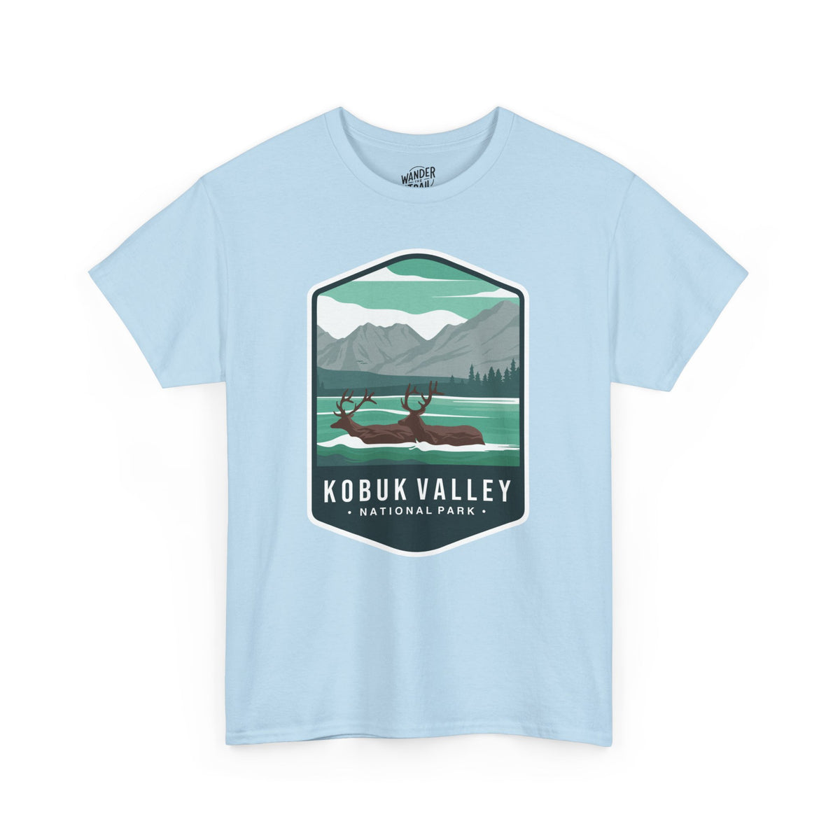 Kobuk Valley National Park T-Shirt with Caribou and Mountain Landscape Illustration