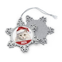 2024 Christmas White Cat Metal Snowflake Ornament