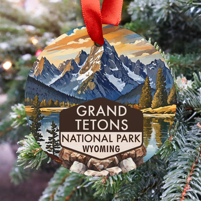 Grand Tetons Christmas Ornament with Ribbon