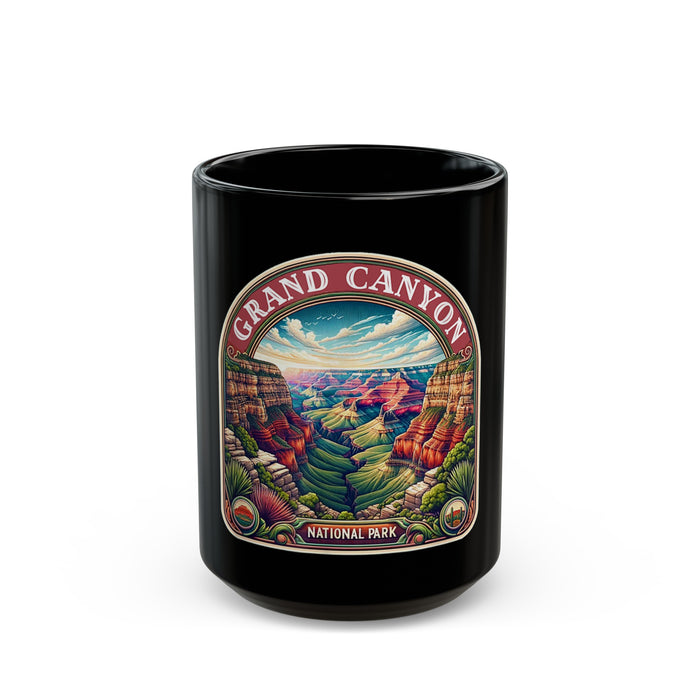 Grand Canyon National Park souvenir mug featuring detailed scenic artwork.