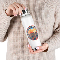 Grand Canyon National Park souvenir water bottle featuring a sunset landscape design and stainless steel construction.