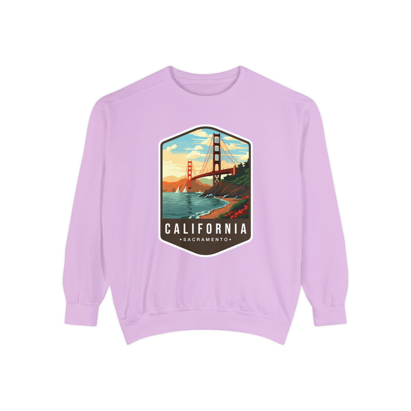 California Sweatshirt - Golden Gate Bridge Design - San Francisco Scenic Apparel - Unisex Garment-Dyed Cozy Fleece