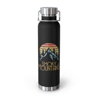 Scenic Great Smoky Mountains water bottle with a colorful sunset and mountain design.