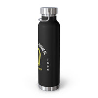 Stainless steel water bottle featuring a unique design with Mount Rainier National Park imagery.