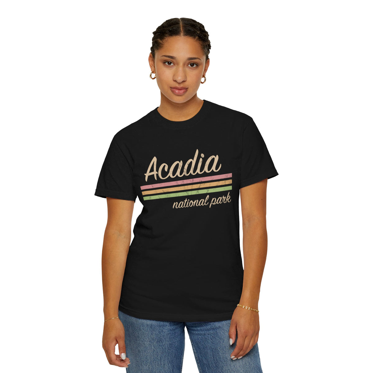 Acadia National Park Souvenir Tee with Stripes