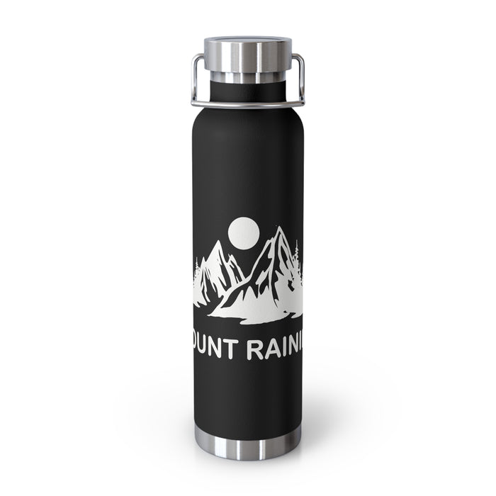 Stainless steel water bottle featuring a Mount Rainier National Park design with a scenic mountain illustration and a durable powder-coated finish.