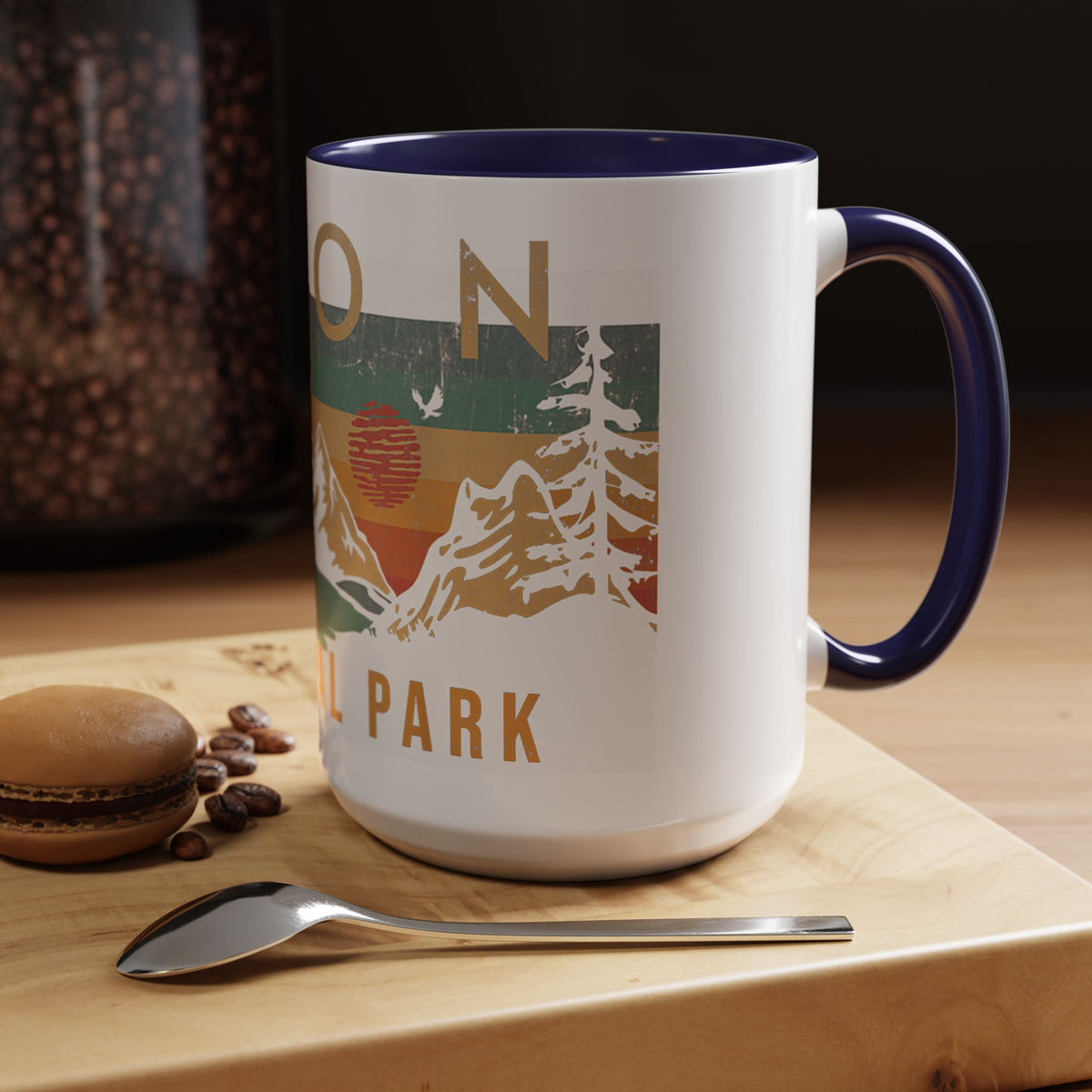 Zion National Park Mug - Ceramic Coffee Tea Cup with Vintage Mountain Sunset Design