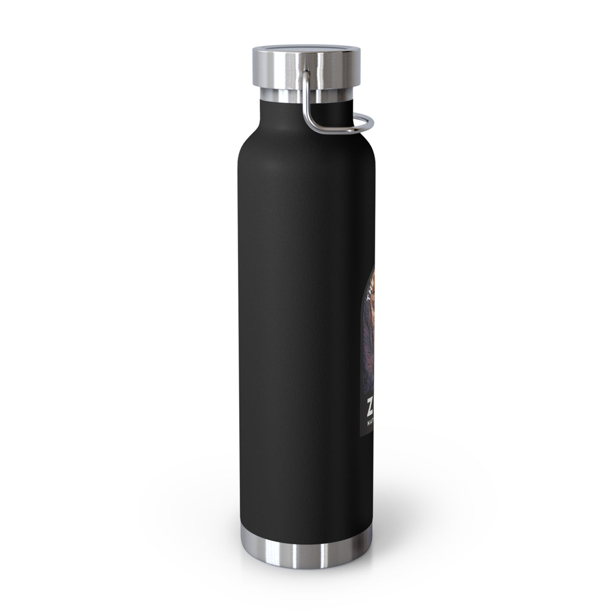 Image of a stainless steel water bottle featuring a design of The Narrows from Zion National Park in Utah.