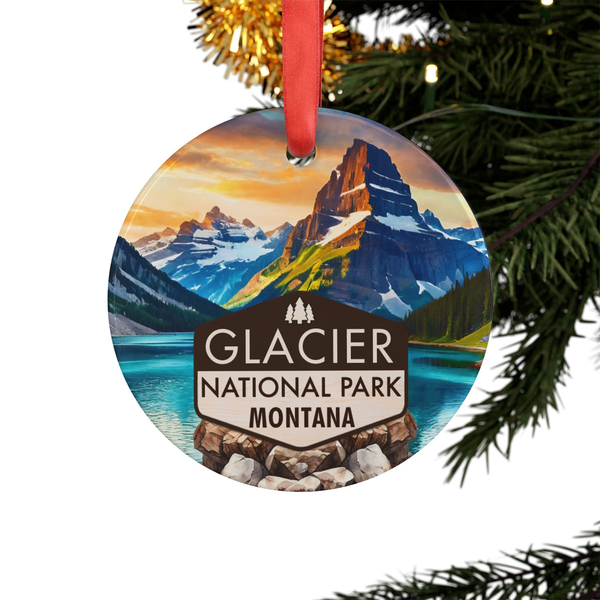 Glacier Christmas Ornament with Ribbon