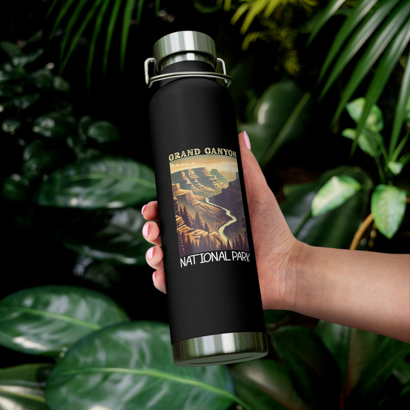 Grand Canyon National Park souvenir water bottle featuring a scenic landscape design and stainless steel construction.