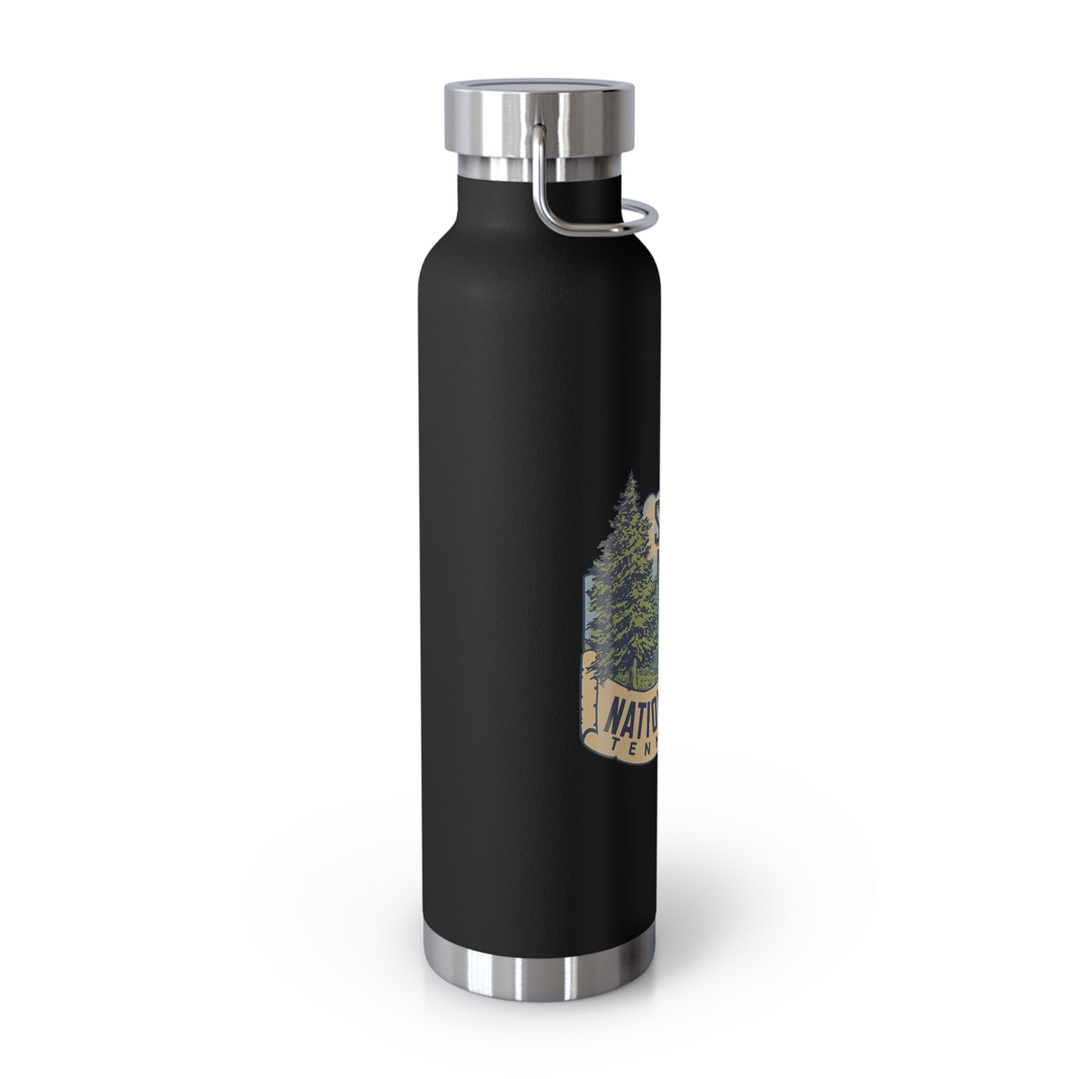 Great Smoky Mountains National Park souvenir bottle with scenic design and Tennessee location.