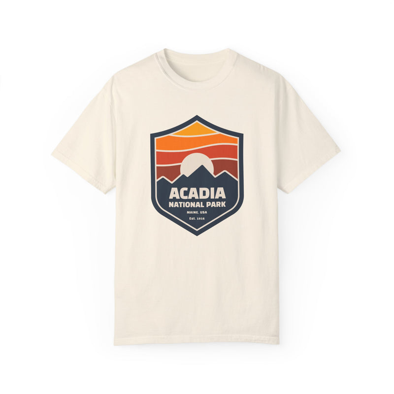 Acadia National Park Souvenir Tee with Mountain Badge