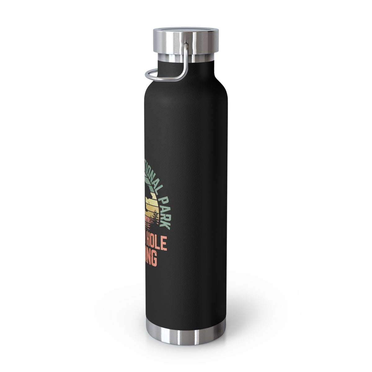 Grand Teton National Park souvenir water bottle featuring a bear design and Jackson Hole, Wyoming text with stainless steel construction.