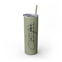 Happy Camper Skinny Tumbler with Straw, 20oz