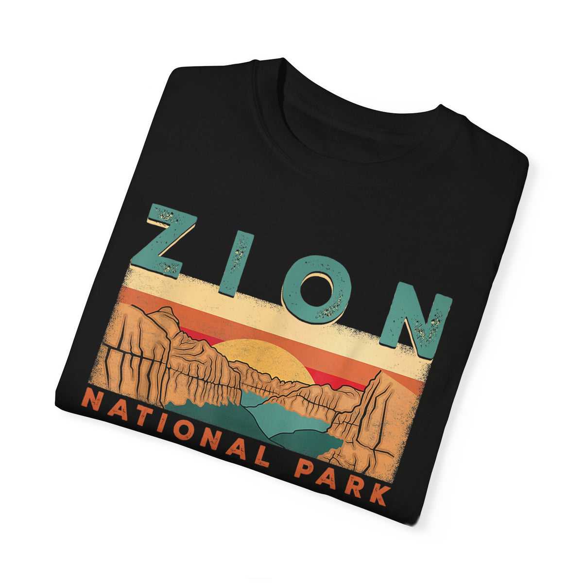 T-shirt featuring a retro landscape design for Zion National Park.